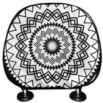 Black And White Tribal Mandala Print Car Headrest Covers