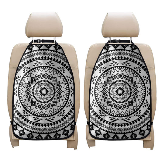 Black And White Tribal Mandala Print Car Seat Organizers