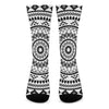 Black And White Tribal Mandala Print Crew Socks