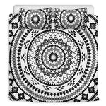 Black And White Tribal Mandala Print Duvet Cover Bedding Set