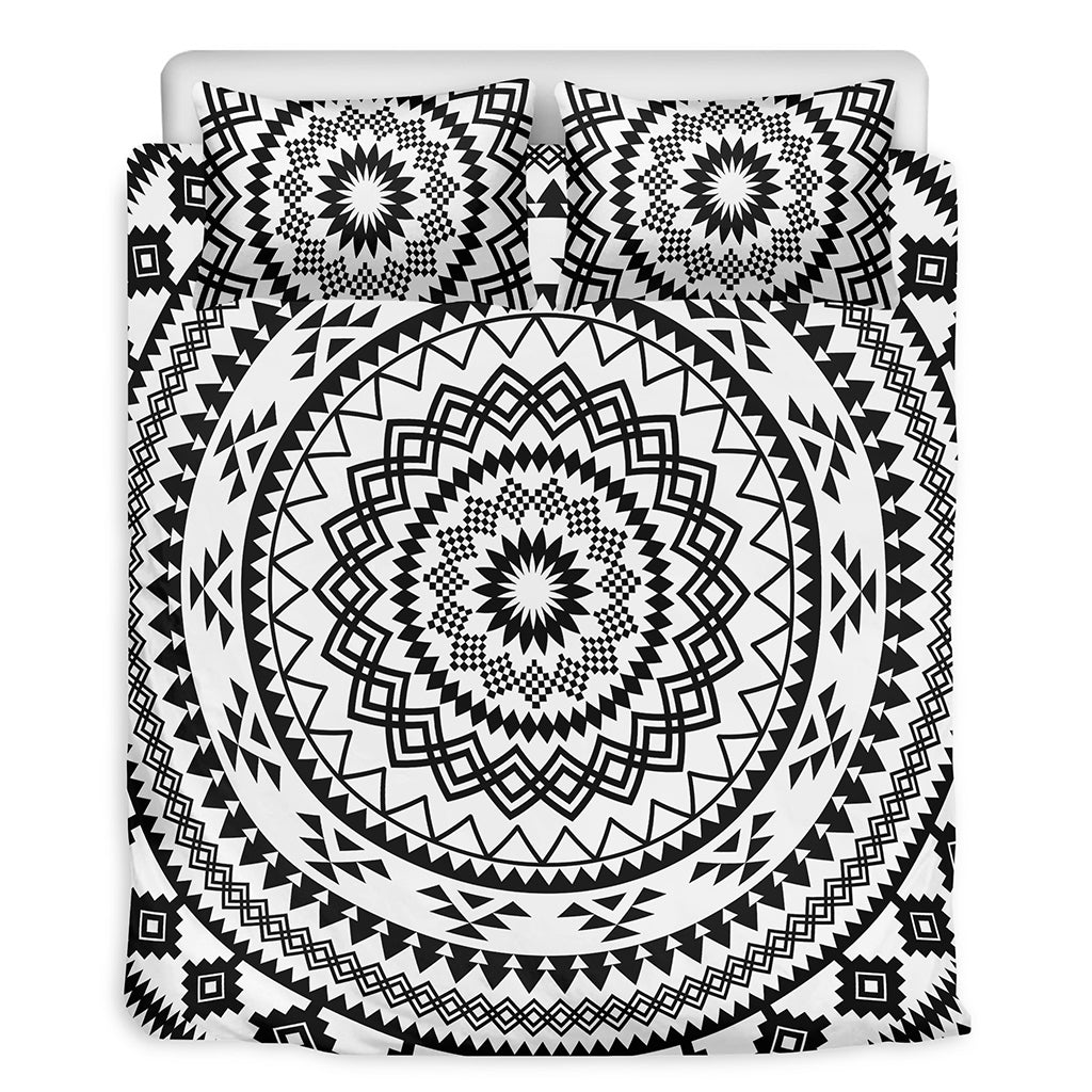 Black And White Tribal Mandala Print Duvet Cover Bedding Set