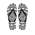 Black And White Tribal Mandala Print Flip Flops