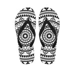 Black And White Tribal Mandala Print Flip Flops