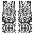 Black And White Tribal Mandala Print Front and Back Car Floor Mats