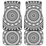 Black And White Tribal Mandala Print Front and Back Car Floor Mats