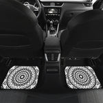 Black And White Tribal Mandala Print Front and Back Car Floor Mats
