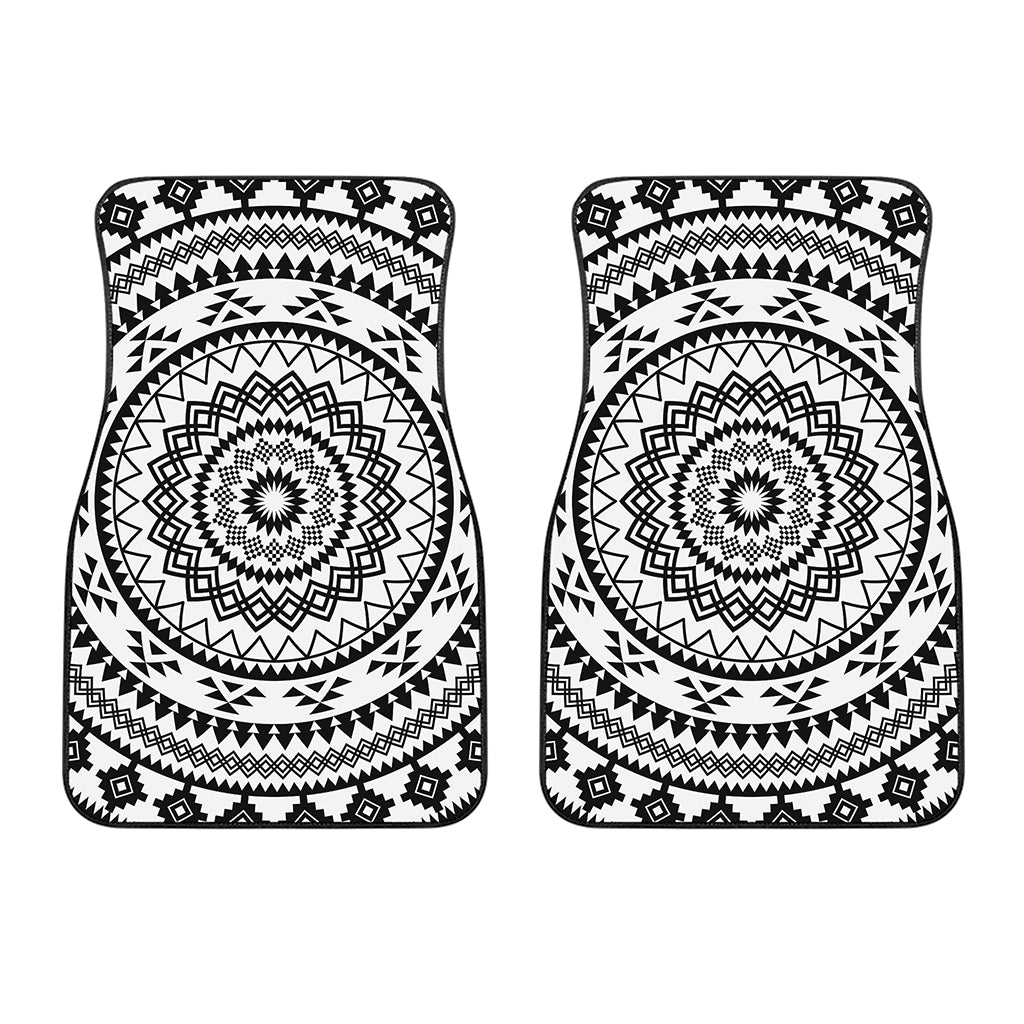 Black And White Tribal Mandala Print Front Car Floor Mats