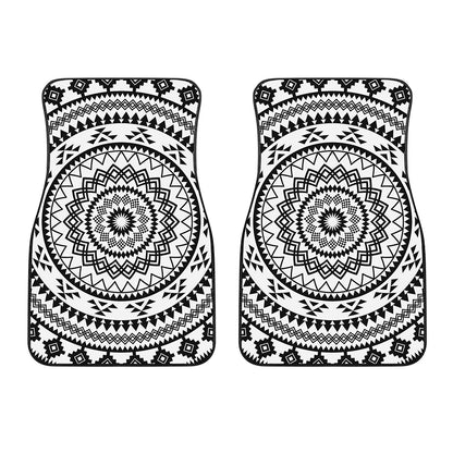 Black And White Tribal Mandala Print Front Car Floor Mats
