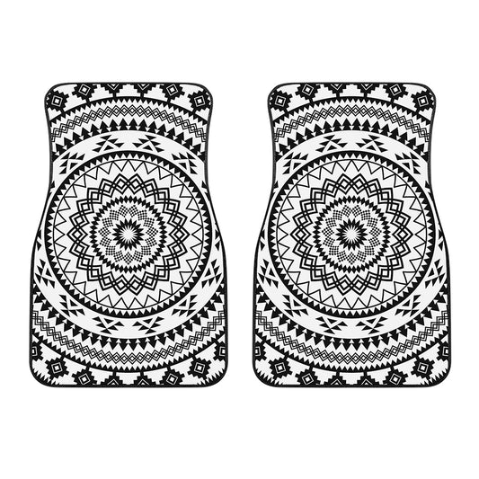 Black And White Tribal Mandala Print Front Car Floor Mats