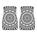 Black And White Tribal Mandala Print Front Car Floor Mats