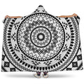 Black And White Tribal Mandala Print Hooded Blanket
