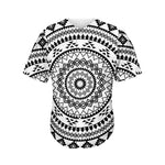 Black And White Tribal Mandala Print Men's Baseball Jersey