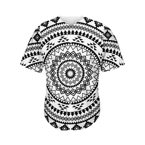 Black And White Tribal Mandala Print Men's Baseball Jersey