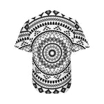 Black And White Tribal Mandala Print Men's Baseball Jersey