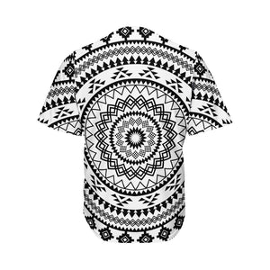 Black And White Tribal Mandala Print Men's Baseball Jersey