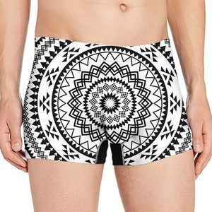 Black And White Tribal Mandala Print Men's Boxer Briefs