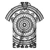 Black And White Tribal Mandala Print Men's Short Sleeve Shirt