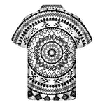 Black And White Tribal Mandala Print Men's Short Sleeve Shirt