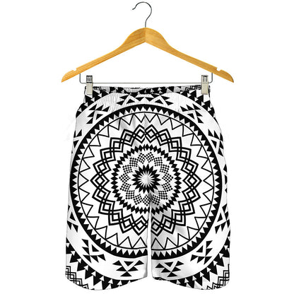 Black And White Tribal Mandala Print Men's Shorts