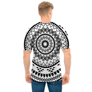 Black And White Tribal Mandala Print Men's T-Shirt