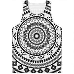 Black And White Tribal Mandala Print Men's Tank Top