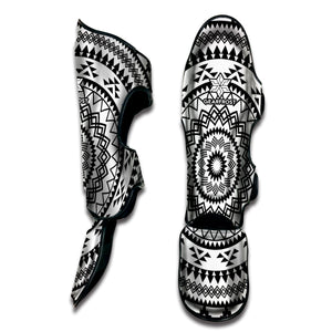 Black And White Tribal Mandala Print Muay Thai Shin Guard