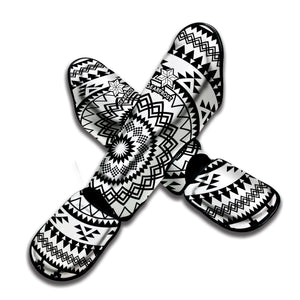 Black And White Tribal Mandala Print Muay Thai Shin Guard