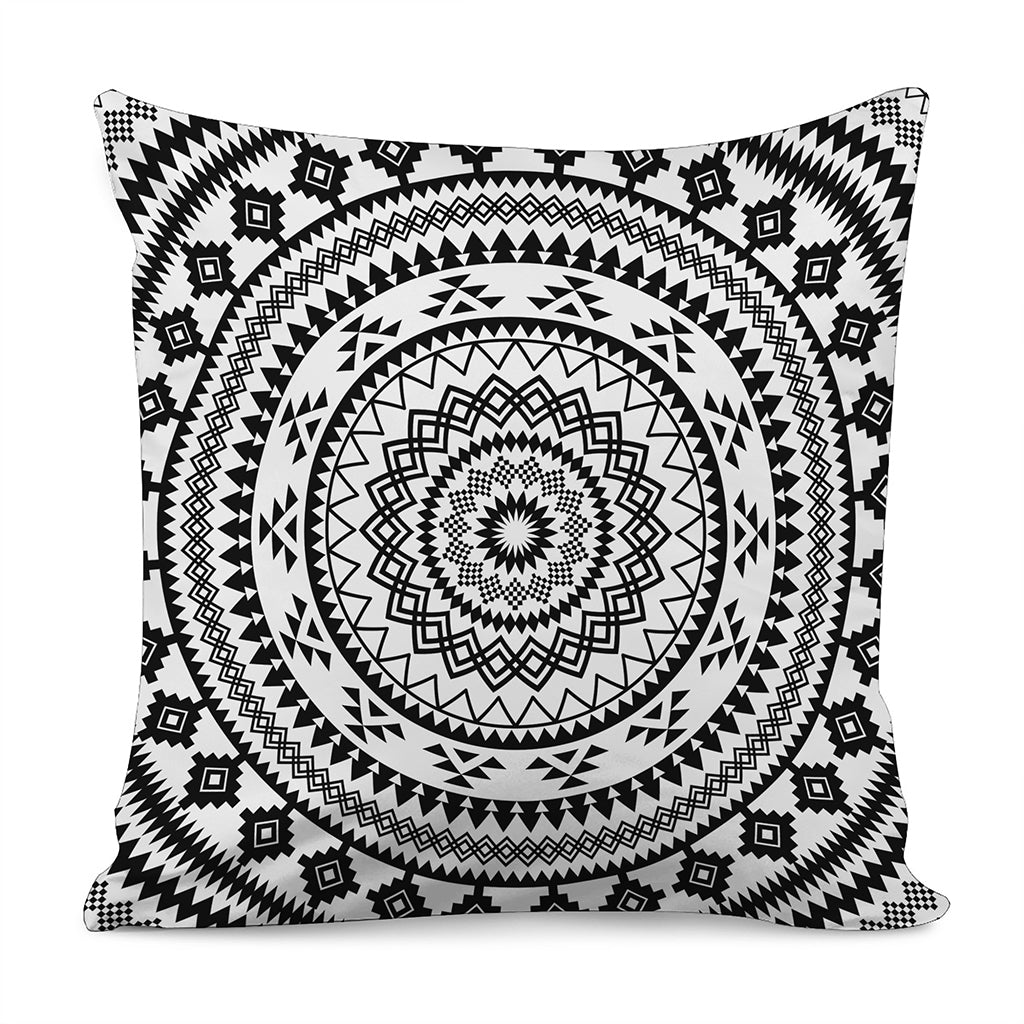 Black And White Tribal Mandala Print Pillow Cover