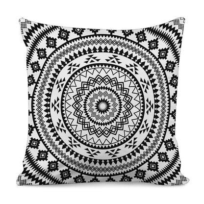 Black And White Tribal Mandala Print Pillow Cover