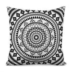 Black And White Tribal Mandala Print Pillow Cover