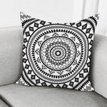Black And White Tribal Mandala Print Pillow Cover