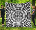 Black And White Tribal Mandala Print Quilt