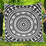 Black And White Tribal Mandala Print Quilt