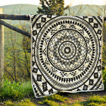 Black And White Tribal Mandala Print Quilt