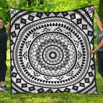Black And White Tribal Mandala Print Quilt