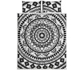 Black And White Tribal Mandala Print Quilt Bed Set