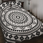 Black And White Tribal Mandala Print Quilt Bed Set