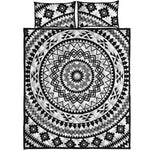 Black And White Tribal Mandala Print Quilt Bed Set