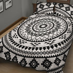 Black And White Tribal Mandala Print Quilt Bed Set
