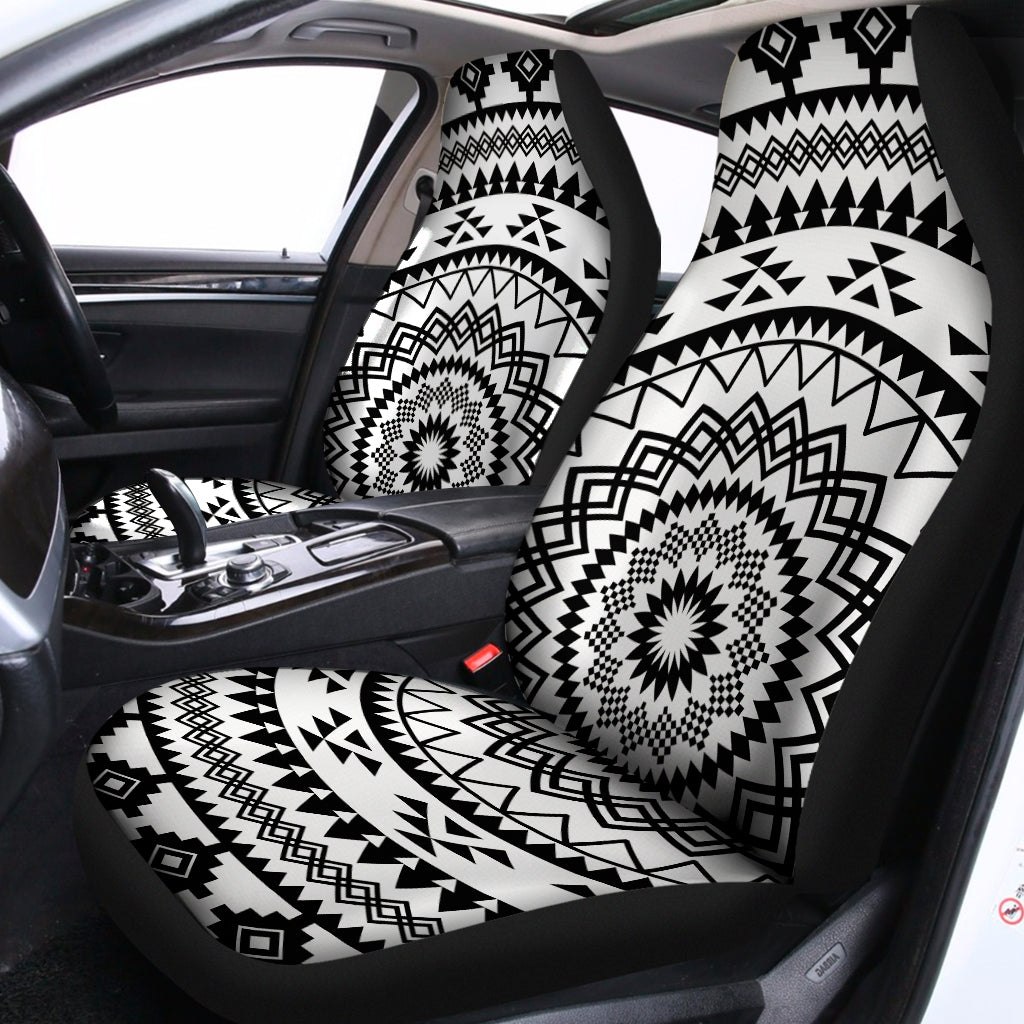 Black And White Tribal Mandala Print Universal Fit Car Seat Covers