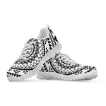 Black And White Tribal Mandala Print White Sneakers