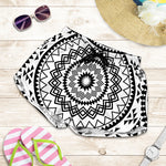 Black And White Tribal Mandala Print Women's Shorts