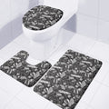 Black And White Tropical Palm Leaf Print 3 Piece Bath Mat Set
