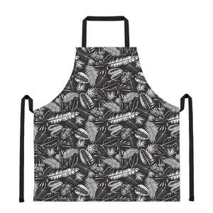 Black And White Tropical Palm Leaf Print Apron