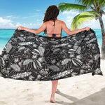 Black And White Tropical Palm Leaf Print Beach Sarong Wrap
