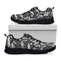 Black And White Tropical Palm Leaf Print Black Running Shoes
