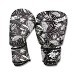 Black And White Tropical Palm Leaf Print Boxing Gloves