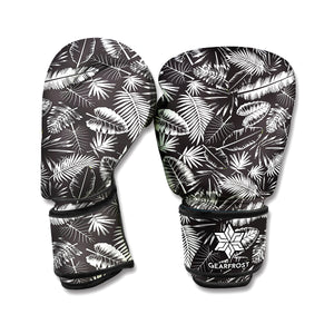 Black And White Tropical Palm Leaf Print Boxing Gloves