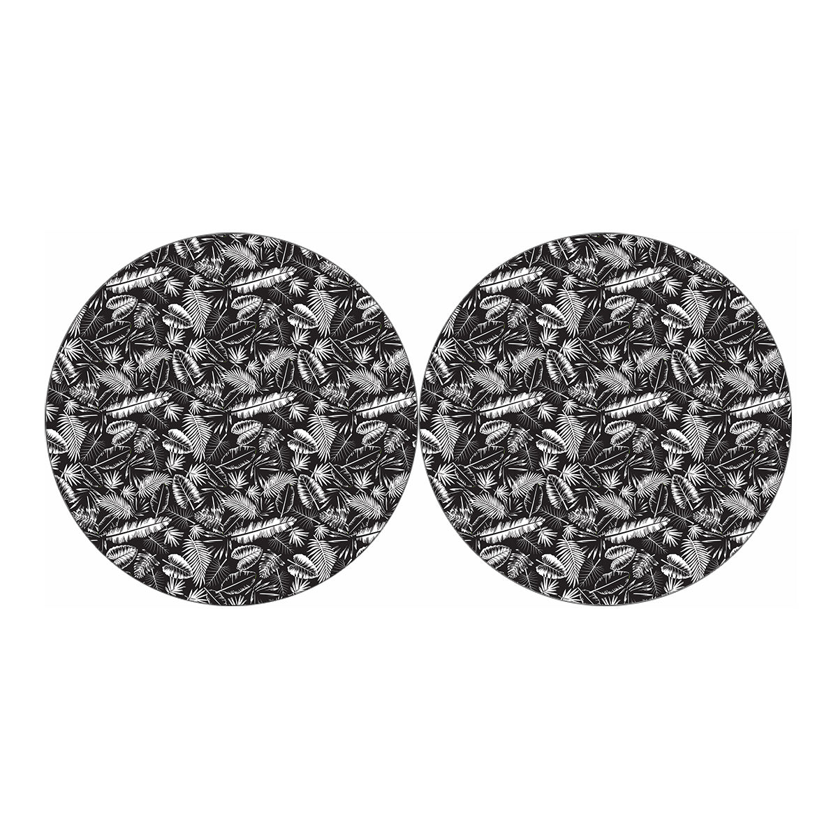 Black And White Tropical Palm Leaf Print Car Coasters