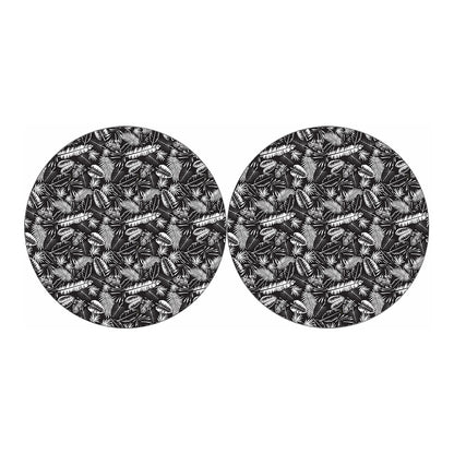 Black And White Tropical Palm Leaf Print Car Coasters